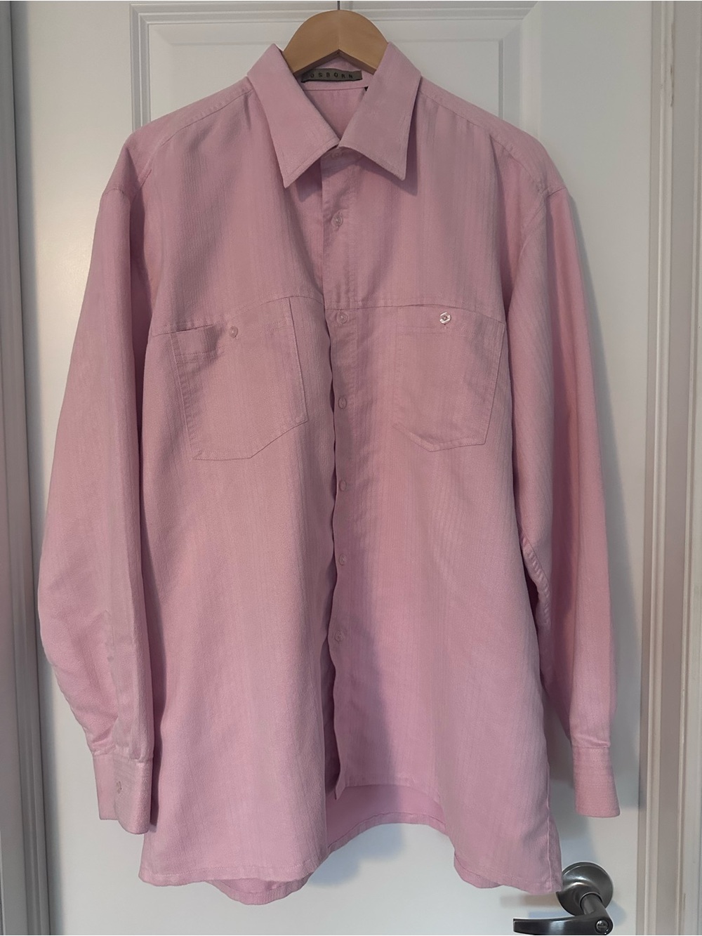 Osborn Light Pink Suede-Like Western Dress Shirt Men's XXL Vintage 90s